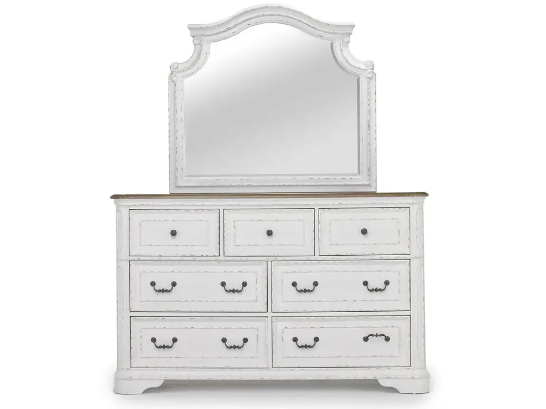 Mor Furniture Bellevue Mirror In Antique White/ Walnut
