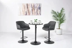 Mor Furniture Bentley Adjustable Height Round Pub Table In Black & 2 Eagle Barstools, Swivel