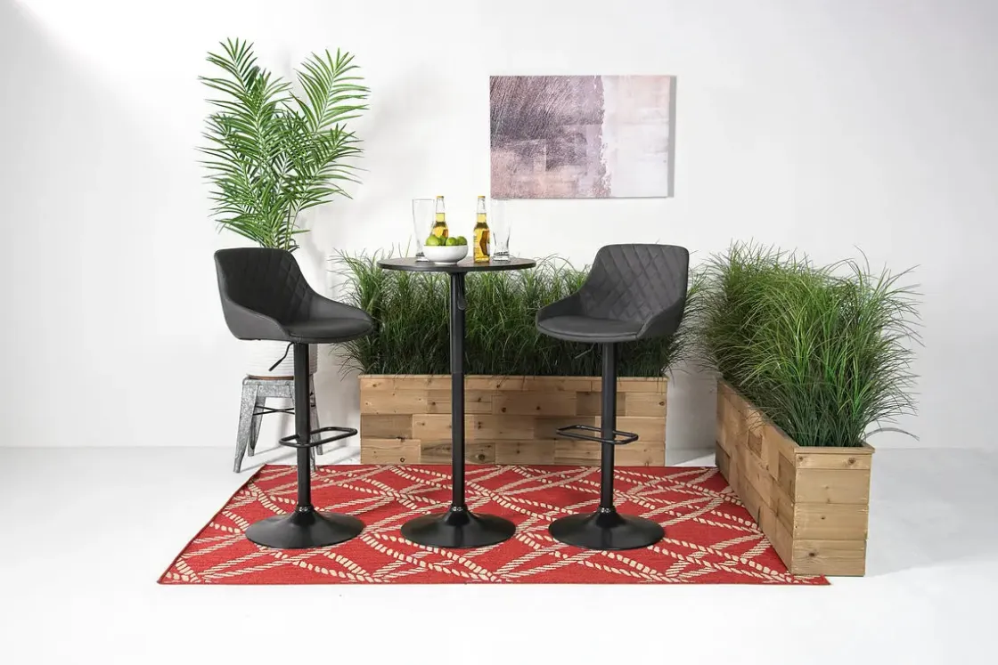 Mor Furniture Bentley Adjustable Height Round Pub Table In Black & 2 Eagle Barstools, Swivel