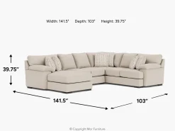 Mor Furniture Bermuda Tux Loveseat Chaise Sectional, Left Facing, Down - Custom Order