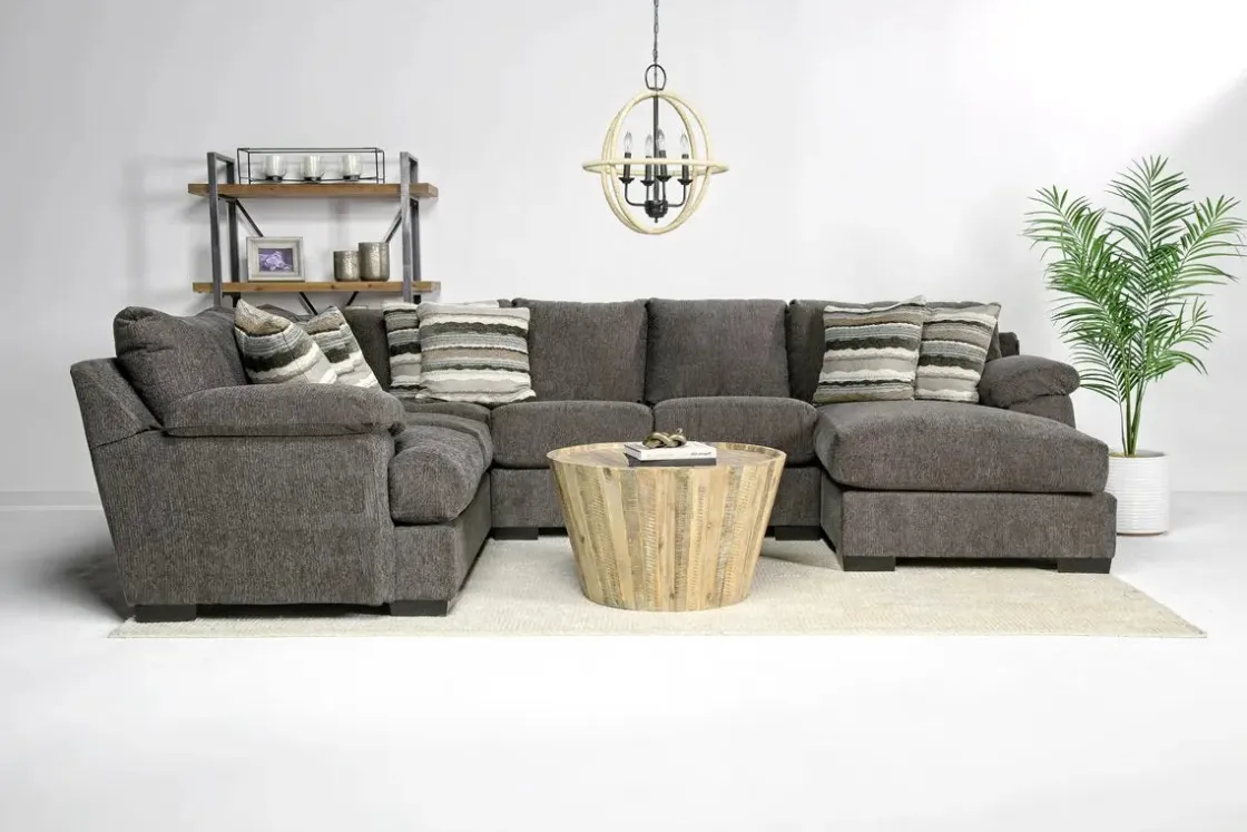 Mor Furniture Bermuda Tux Loveseat Chaise Sectional, Left Facing, Down - Custom Order