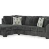 Mor Furniture Biddeford Full Pullout Sofa Chaise In Shadow, Left Facing