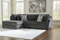 Mor Furniture Biddeford Full Pullout Sofa Chaise In Shadow, Left Facing