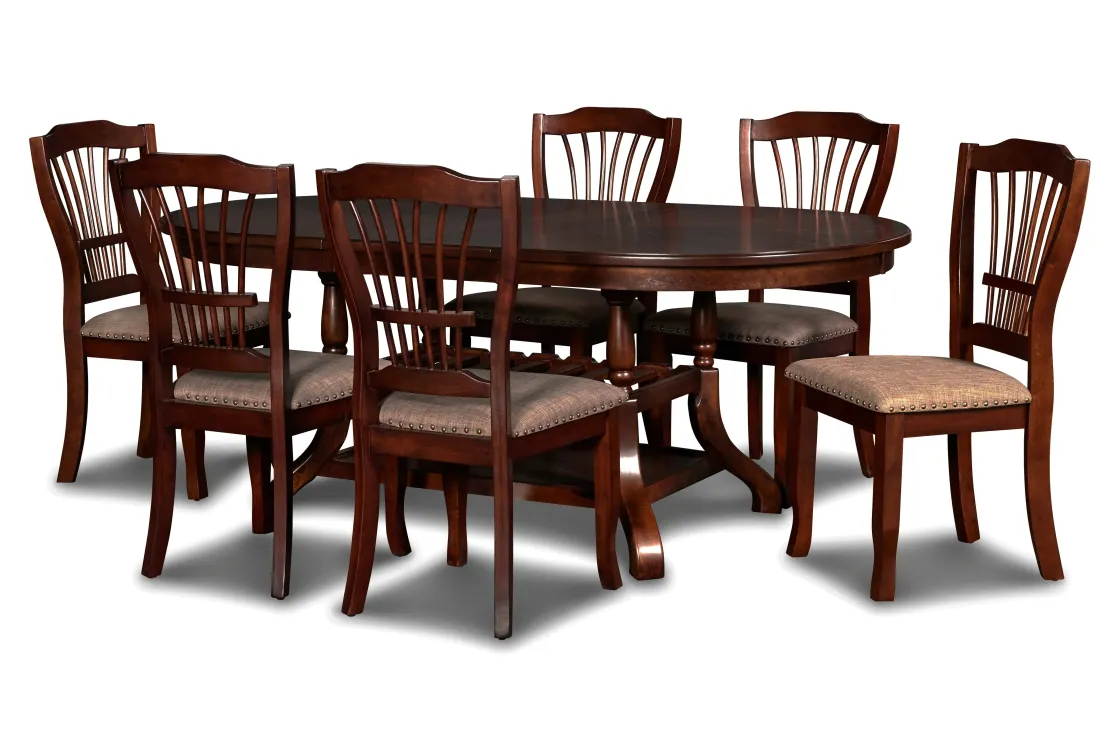 Mor Furniture Bixby Oval Dining Table & 6 Chairs In Espresso