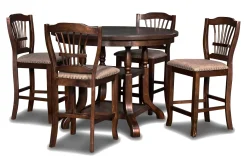 Mor Furniture Bixby Round Counter Height Dining Table & 4 Stools In Espresso