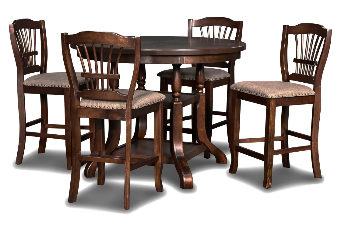 Mor Furniture Bixby Round Counter Height Dining Table & 4 Stools In Espresso