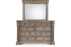 Mor Furniture Blairhurst Panel Bed, Dresser, Mirror & Nightstand In Light Grayish Brown, Queen