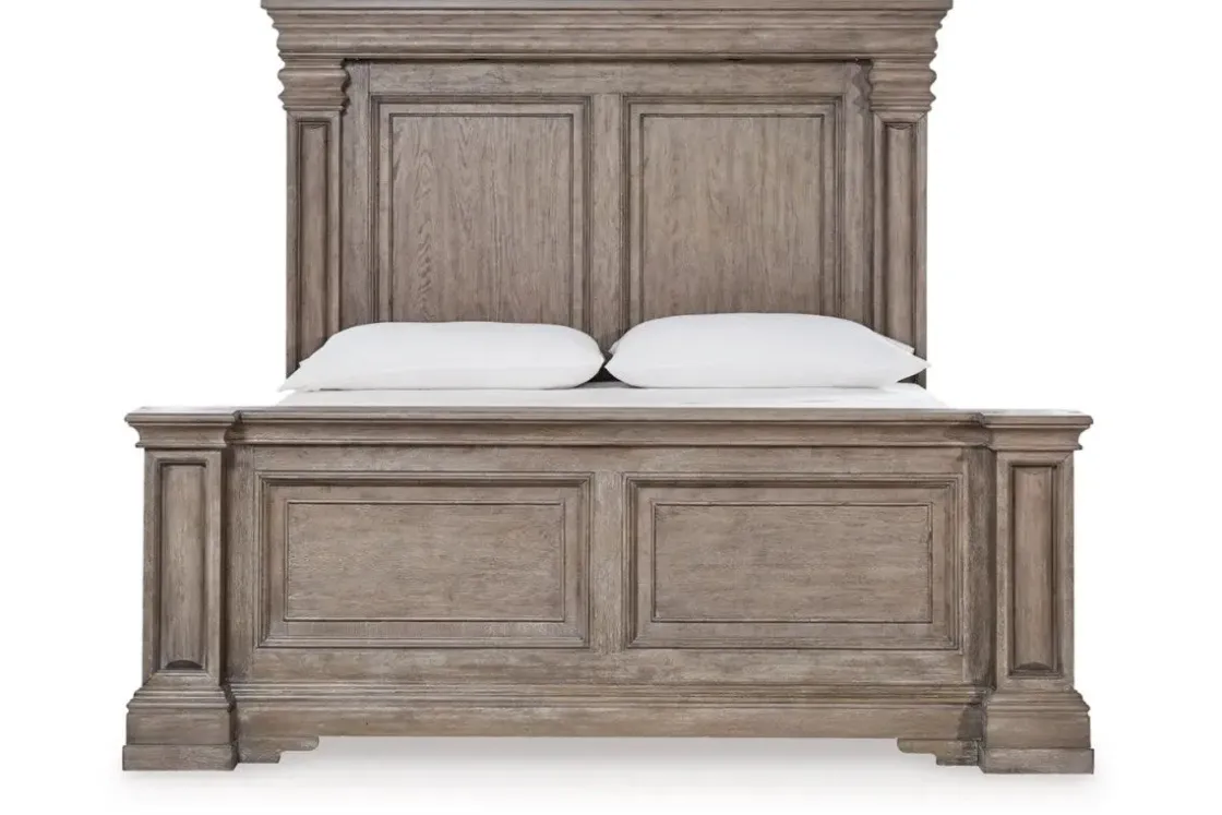 Mor Furniture Blairhurst Panel Bed, Dresser, Mirror & Nightstand In Light Grayish Brown, Queen