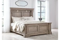 Mor Furniture Blairhurst Panel Bed, Dresser, Mirror & Nightstand In Light Grayish Brown, Queen