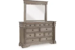 Mor Furniture Blairhurst Panel Bed, Dresser, Mirror & Nightstand In Light Grayish Brown, Queen
