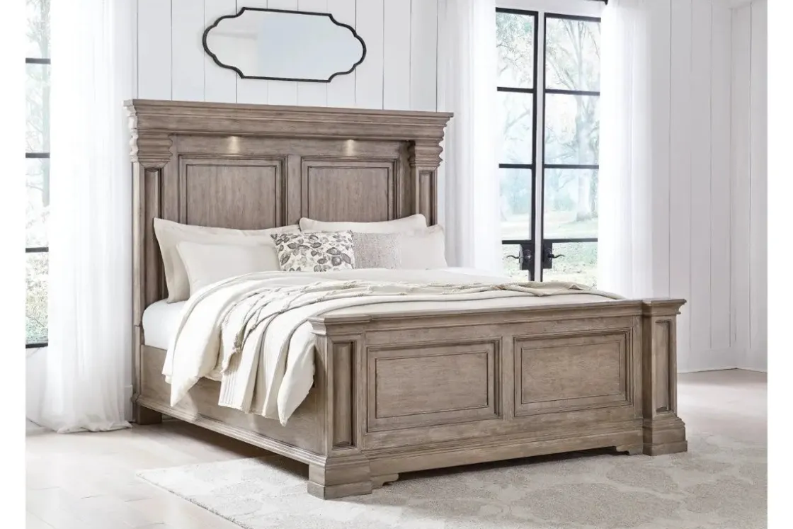Mor Furniture Blairhurst Panel Bed In Light Grayish Brown, Queen
