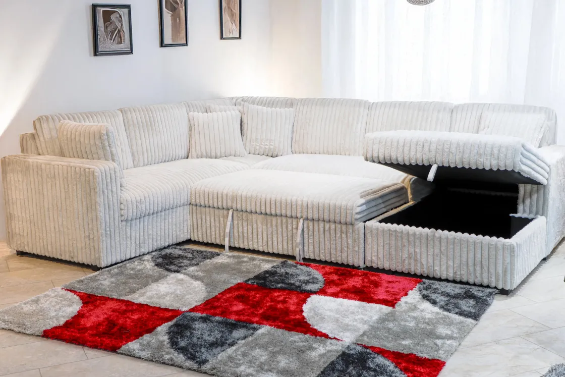 Mor Furniture Bliss Tux Loveseat Chaise Sectional In Mist Gray