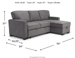 Mor Furniture Bloom Reversible Sofa Chaise In Gray