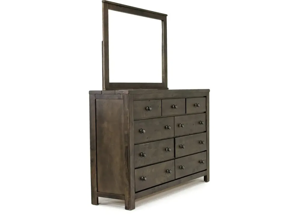 Mor Furniture Blue Ridge Panel Bed, Dresser, Mirror & Nightstand In Rustic Gray, Queen