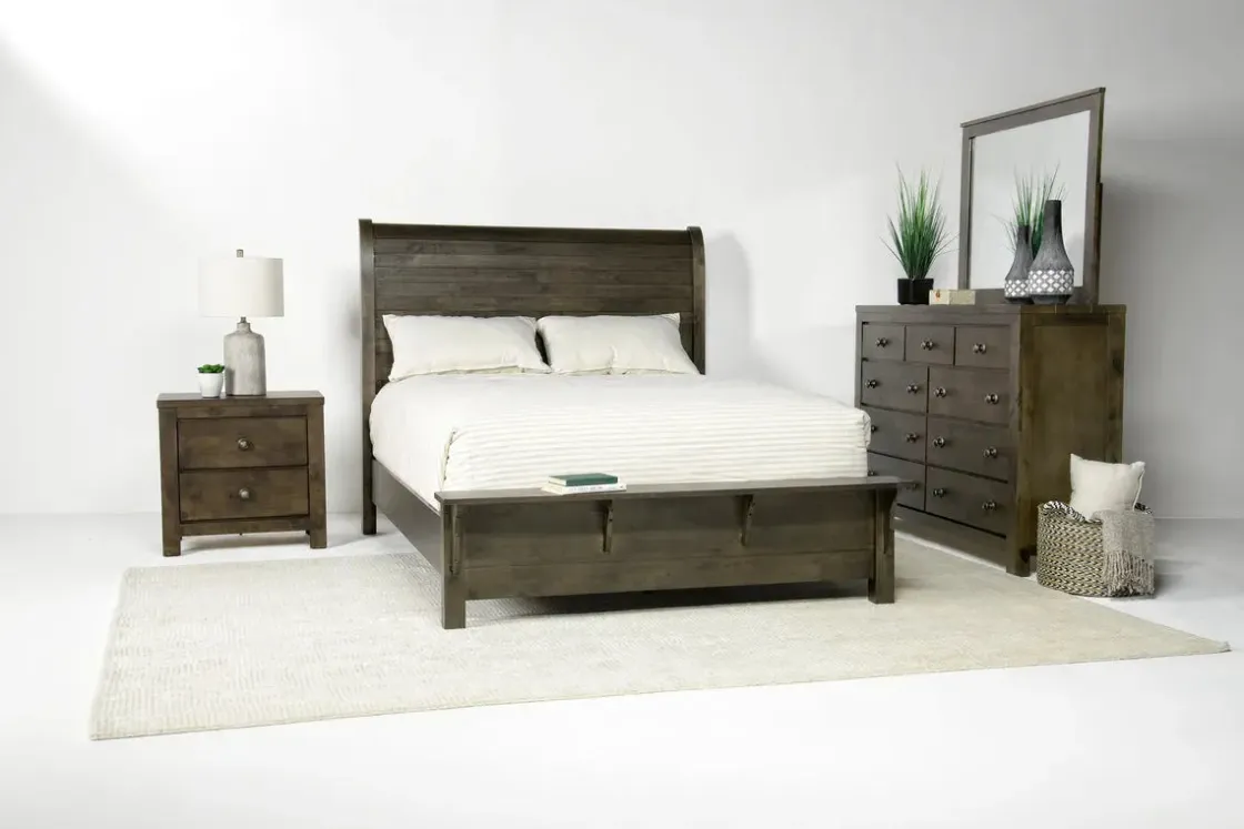 Mor Furniture Blue Ridge Panel Bed In Rustic Gray, Queen