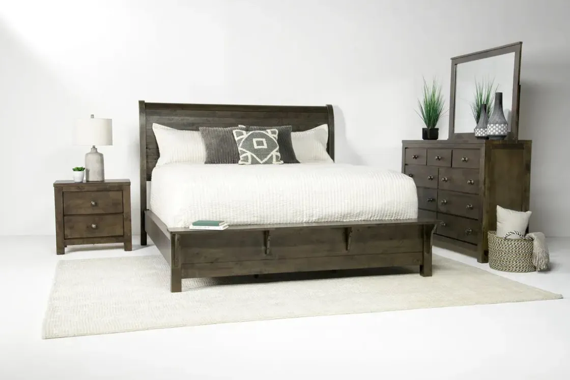 Mor Furniture Blue Ridge Panel Bed In Rustic Gray, Queen