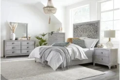 Mor Furniture Boho Chic Platform Bed In Washed White, Full