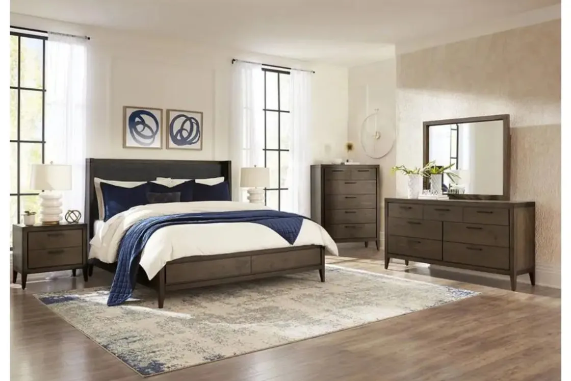 Mor Furniture Boracay Panel Bed W/ Storage, Dresser, Mirror & Nightstand In Wild Oats Brown, Queen