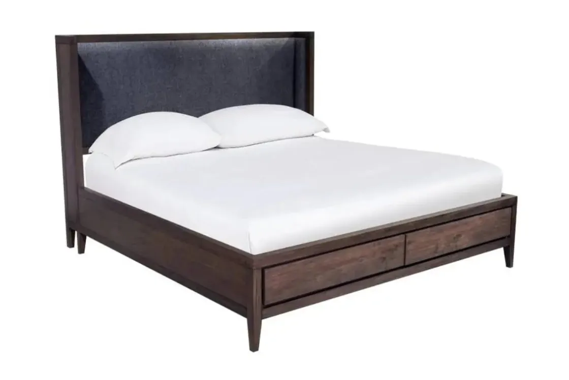 Mor Furniture Boracay Panel Bed W/ Storage, Dresser, Mirror & Nightstand In Wild Oats Brown, Queen
