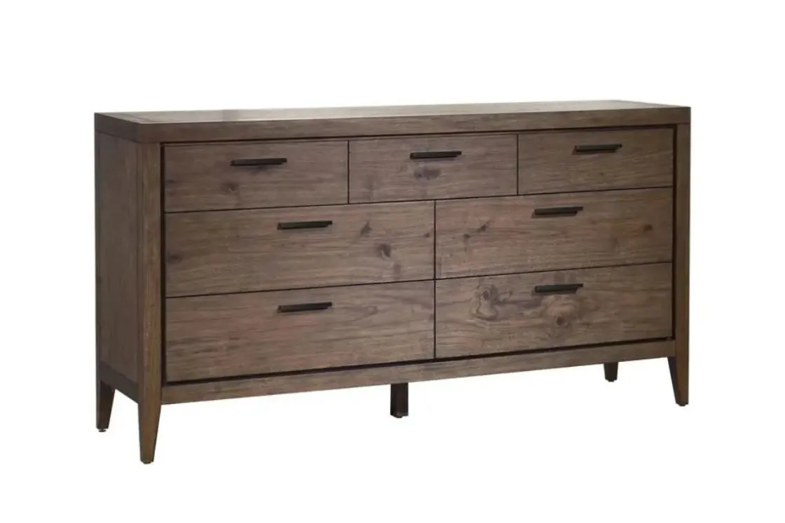 Mor Furniture Boracay Panel Bed W/ Storage, Dresser, Mirror & Nightstand In Wild Oats Brown, Queen