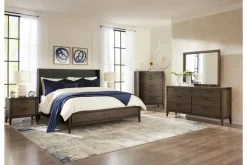 Mor Furniture Boracay Panel Bed W/ Storage In Wild Oats Brown, Queen