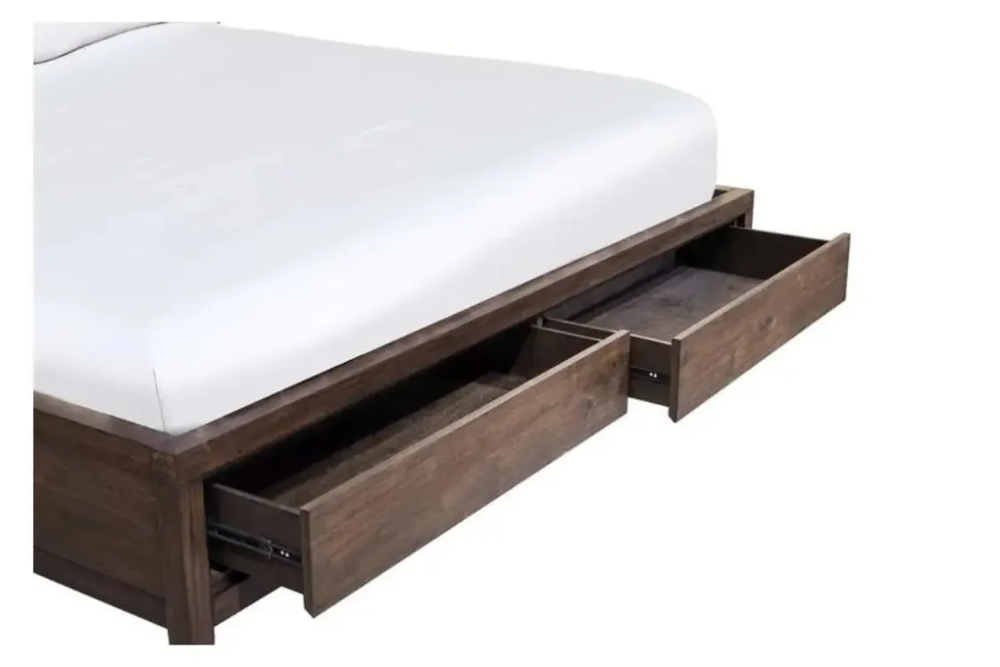 Mor Furniture Boracay Panel Bed W/ Storage In Wild Oats Brown, Queen