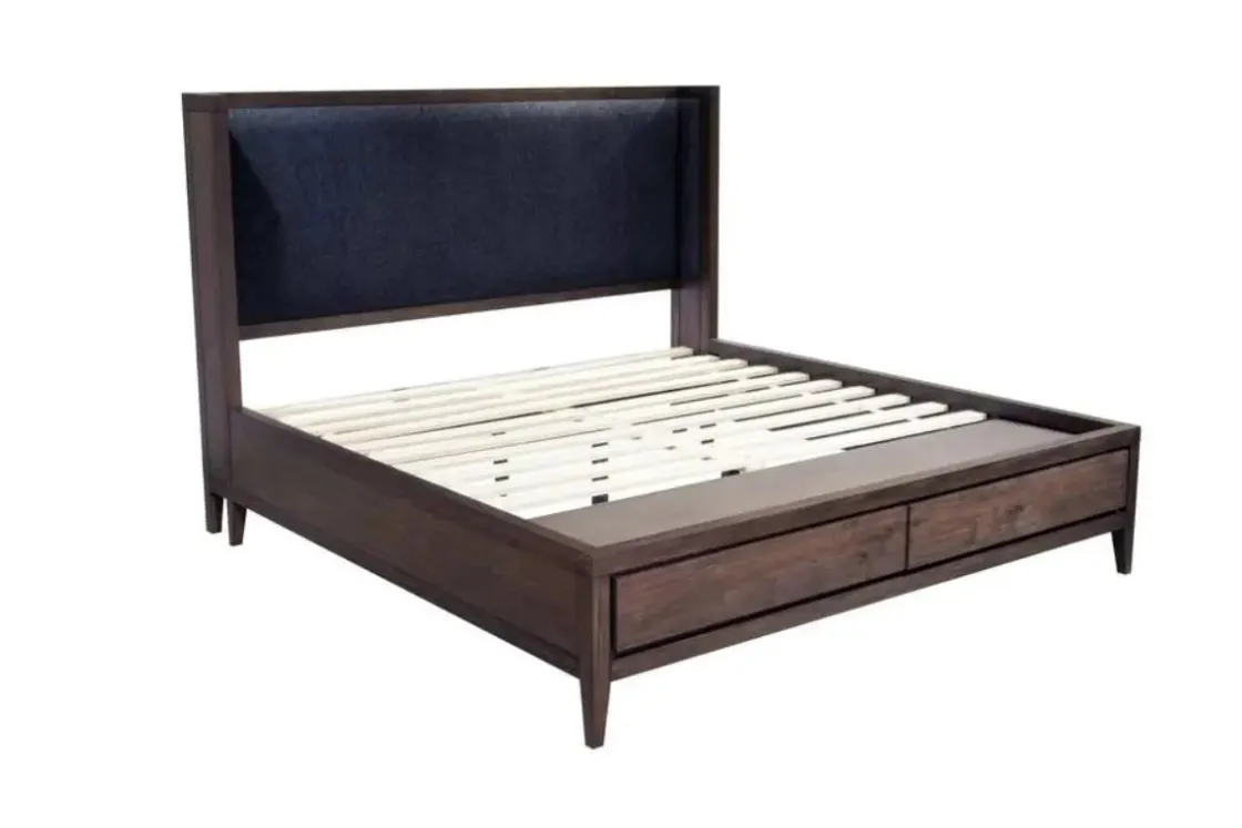 Mor Furniture Boracay Panel Bed W/ Storage In Wild Oats Brown, Queen