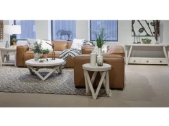 Mor Furniture Bostwick Round End Table In Coconut Cream