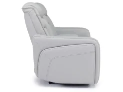 Mor Furniture Bowden 2 Power Console Loveseat W/ Cooler In Blanca Light Gray Leather