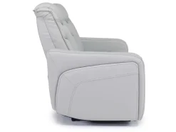 Mor Furniture Bowden 2 Power Sofa W/ Drop Down Table In Blanca Light Gray Leather