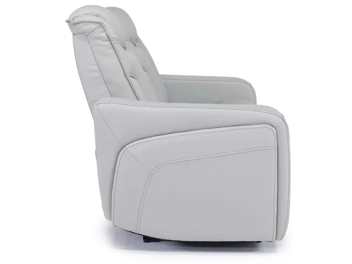 Mor Furniture Bowden 2 Power Sofa W/ Drop Down Table In Blanca Light Gray Leather