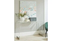 Mor Furniture Bowie Sofa Table In Clear Acrylic/Brushed Stainless Steel