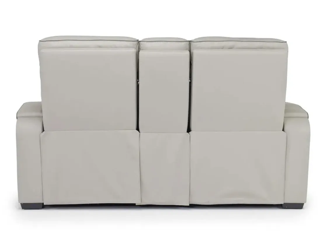 Mor Furniture Boyington 2 Power Console Loveseat In Gray Leather