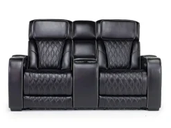 Mor Furniture Boyington 2 Power Console Loveseat In Gray Leather