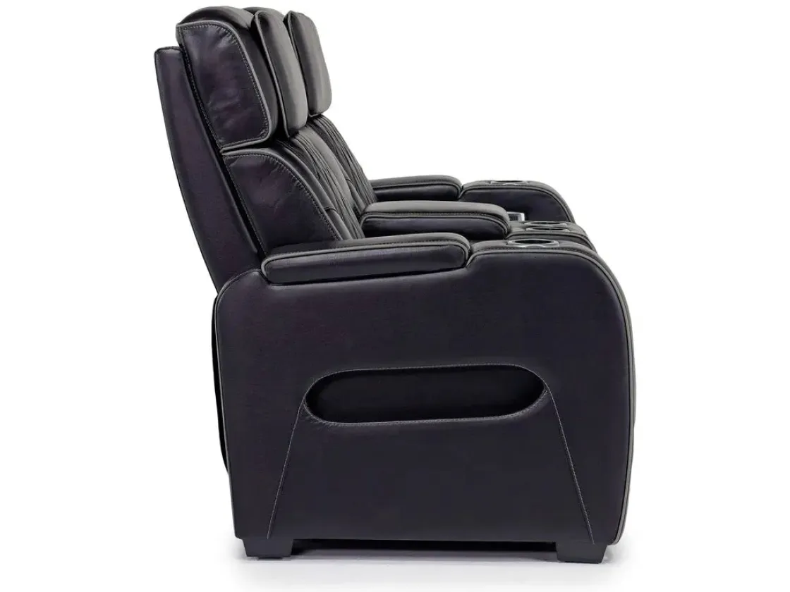 Mor Furniture Boyington 2 Power Console Loveseat In Gray Leather