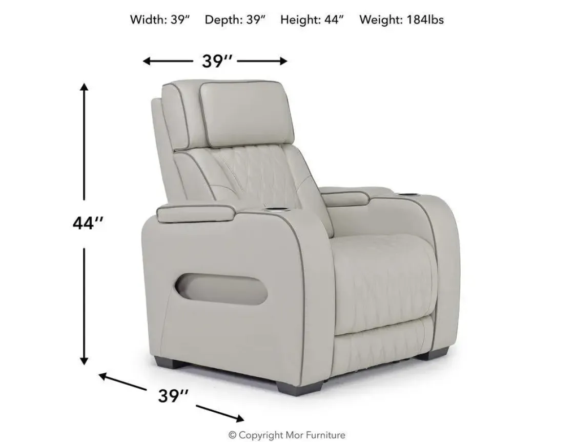 Mor Furniture Boyington 2 Power Recliner In Gray Leather