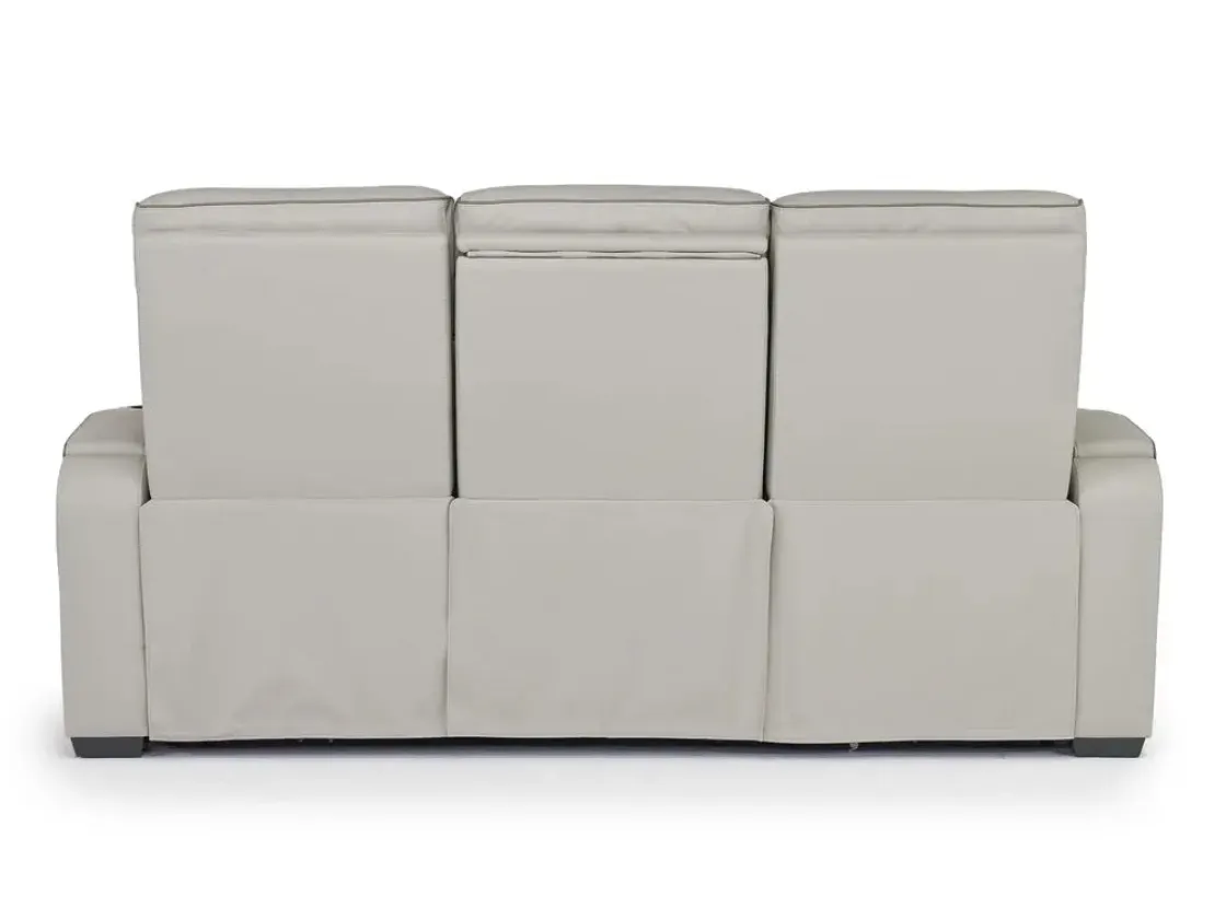 Mor Furniture Boyington 2 Power Sofa W/ Drop Down Table In Black Leather