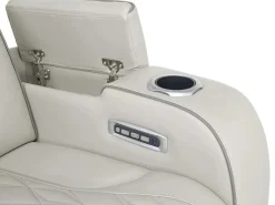 Mor Furniture Boyington 2 Power Sofa W/ Drop Down Table In Black Leather