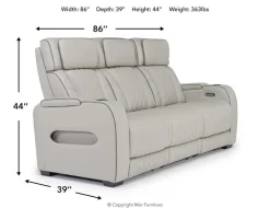 Mor Furniture Boyington 2 Power Sofa W/ Drop Down Table In Black Leather