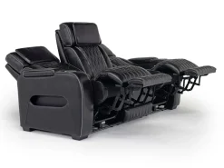 Mor Furniture Boyington 2 Power Sofa W/ Drop Down Table In Black Leather