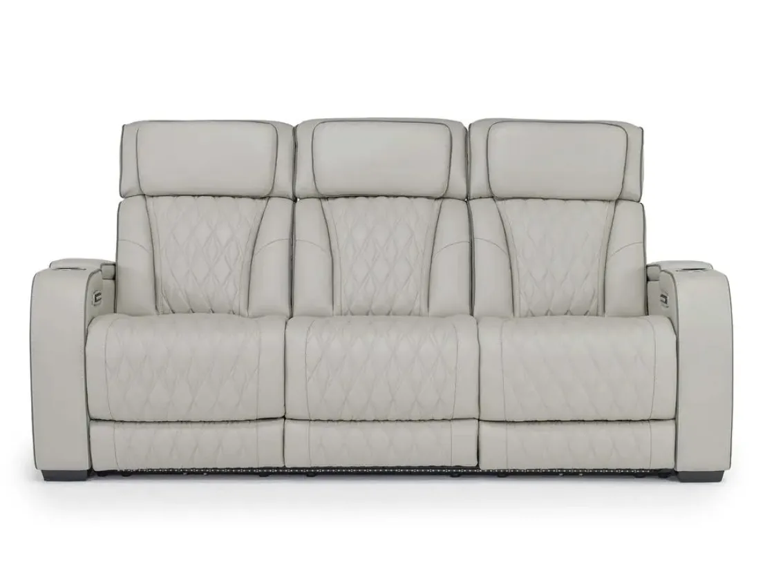 Mor Furniture Boyington 2 Power Sofa W/ Drop Down Table In Black Leather