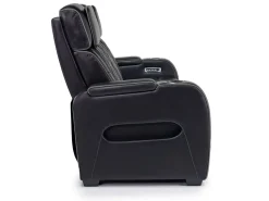 Mor Furniture Boyington 2 Power Sofa W/ Drop Down Table In Black Leather