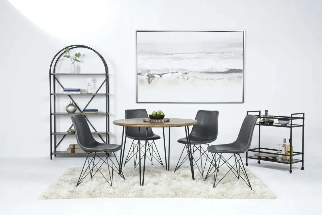 Mor Furniture Brennan Round Dining Table & 4 Chairs In Theo Slate