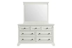 Mor Furniture Bridgestone Panel Bed, Dresser, Mirror & Nightstand In Antique White, Queen