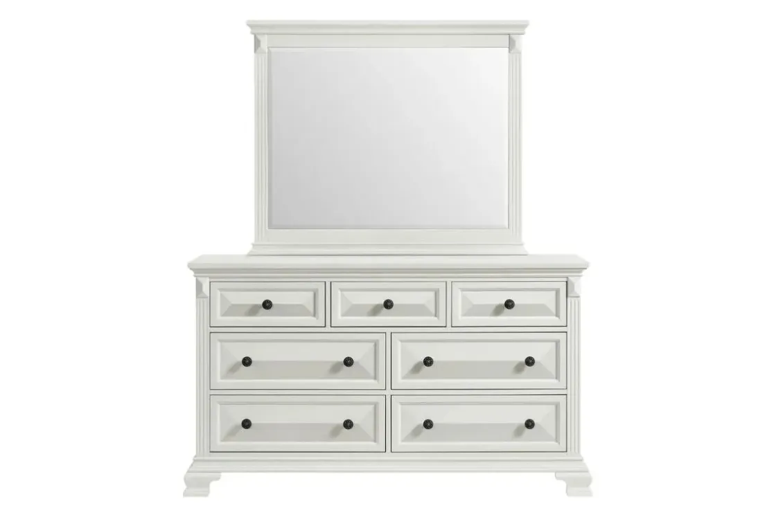 Mor Furniture Bridgestone Panel Bed, Dresser, Mirror & Nightstand In Antique White, Queen