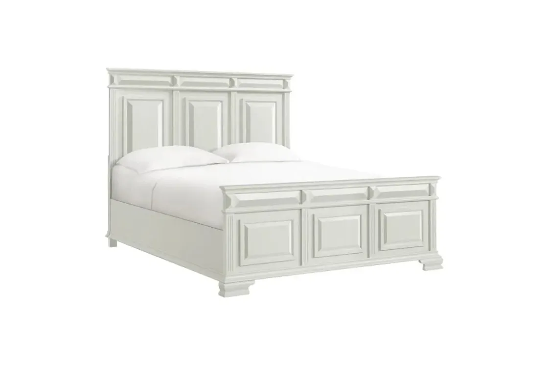 Mor Furniture Bridgestone Panel Bed, Dresser, Mirror & Nightstand In Antique White, Queen