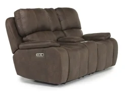 Mor Furniture Brookings 2 Power Console Loveseat In Brown