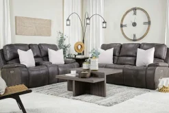 Mor Furniture Brookings 2 Power Sofa In Charcoal Gray