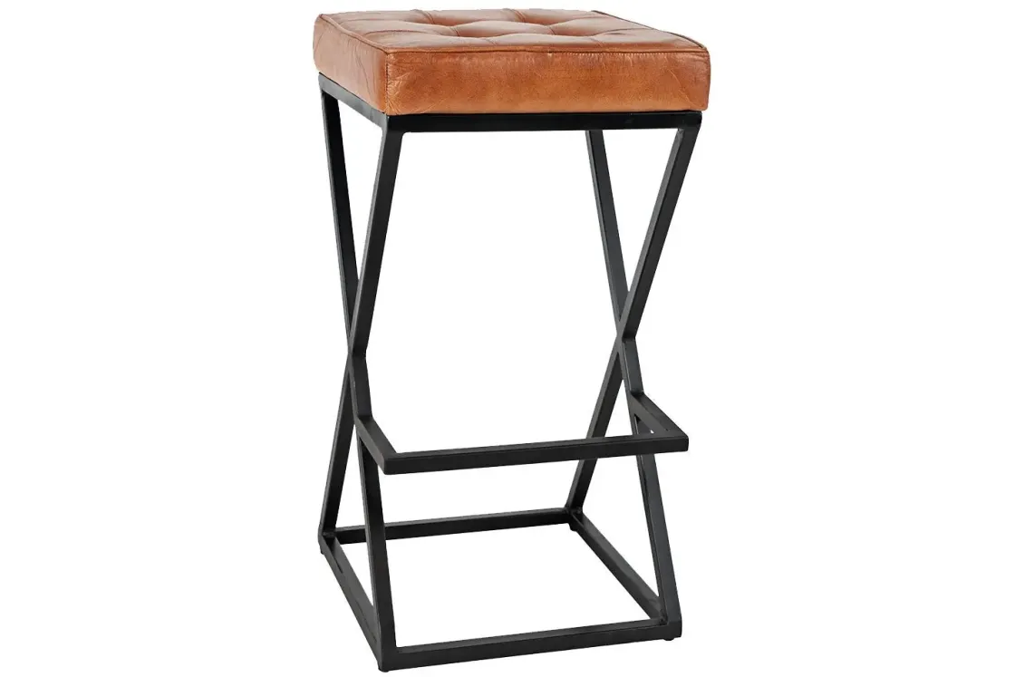Mor Furniture Brooks Barstool In Saddle Brown Leather