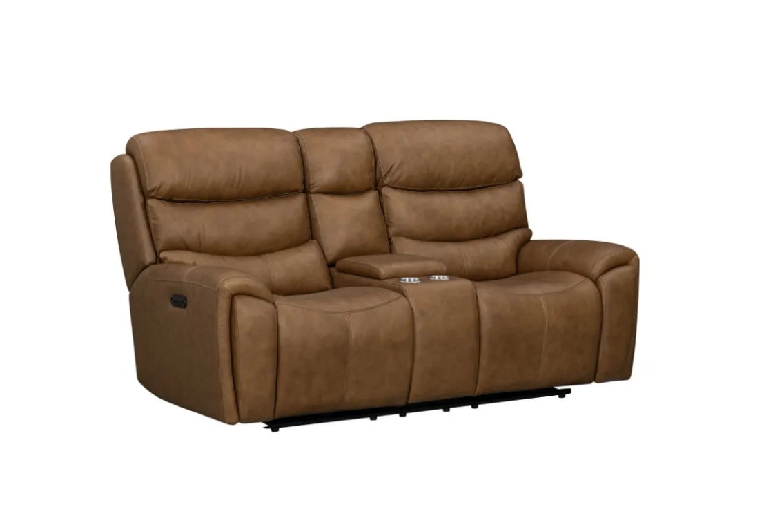 Mor Furniture Bruce 2 Power Console Loveseat In Cognac